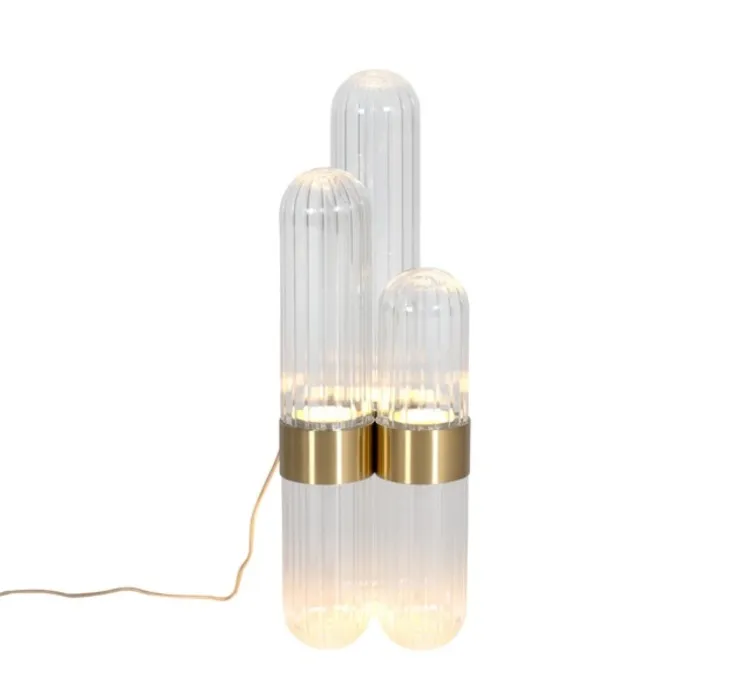 Lampe à poser, Cactus Small, transparent, laiton poli, LED, 2700K, 1600 lm, Ø20cm, H63cm - Pulpo