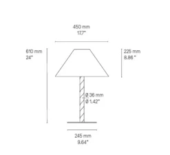 Lampe à poser, Candy, laiton satiné, abat-jour chinette blanche, Ø45cm, H61cm - CVL