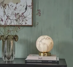 Lampe à poser, Carrara, Finition Marbre blanc, laiton, Ø16cm, H18cm - It's about Romi