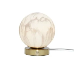 Lampe à poser, Carrara, Finition Marbre blanc, laiton, Ø16cm, H18cm - It's about Romi