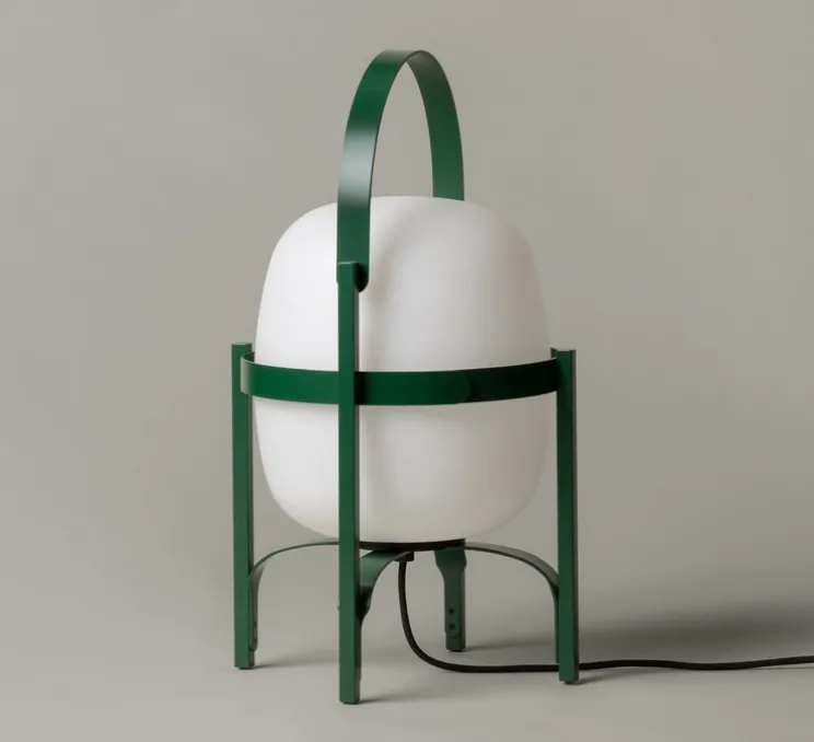 Lampe à poser, Cesta Exterior, vert anglais, IP65, Ø33cm, H57cm - Santa & Cole
