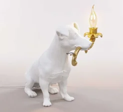 Lampe à poser, Chien, Rio Lamp, blanc et or, L42cm, H25cm - Seletti