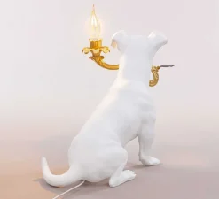 Lampe à poser, Chien, Rio Lamp, blanc et or, L42cm, H25cm - Seletti
