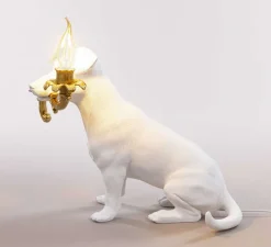 Lampe à poser, Chien, Rio Lamp, blanc et or, L42cm, H25cm - Seletti
