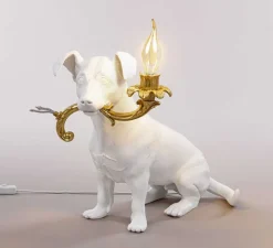 Lampe à poser, Chien, Rio Lamp, blanc et or, L42cm, H25cm - Seletti