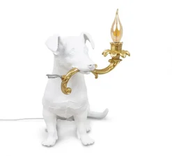 Lampe à poser, Chien, Rio Lamp, blanc et or, L42cm, H25cm - Seletti