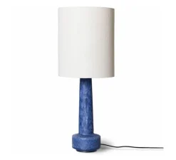 Lampe à poser, Cilinder + Retro Stoneware, naturel, bleu, Ø30cm, H70cm - HK Living