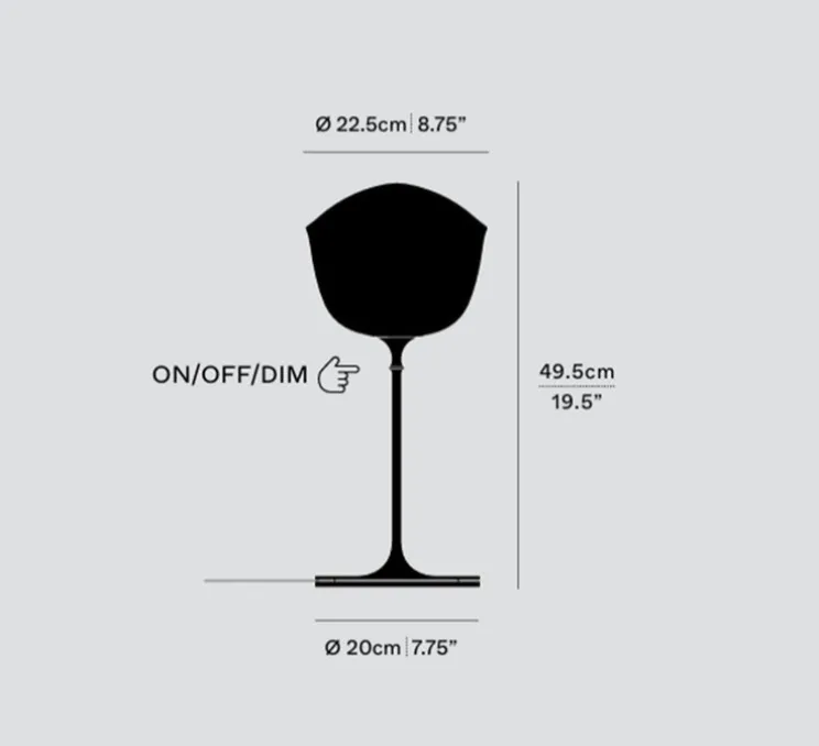 Lampe à poser, Contour 225, gris ardoise, LED, dim, 1800-3000K, Ø22,5cm, H49,5cm - A-N-D