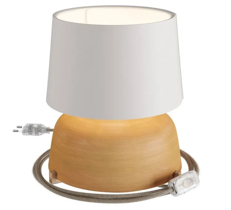 Lampe à poser, Coppa, abat-jour Athena, terracotta, blanc, Ø24cm, H29cm - Creative Cables