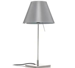 Lampe à poser, Costanzina, abat-jour gris béton, pied aluminium, Ø26cm, H51cm - Luceplan