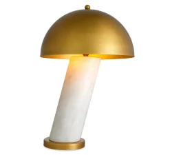 Lampe à poser, Daniel, marbre blanc, laiton antique, L50cm, H74cm - Eichholtz