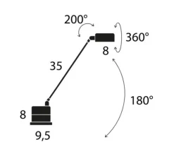 Lampe à poser, Daphinette Led, Noir soft touch, LED, 2700K, 410 lm, L9,5cm, H43cm - Lumina