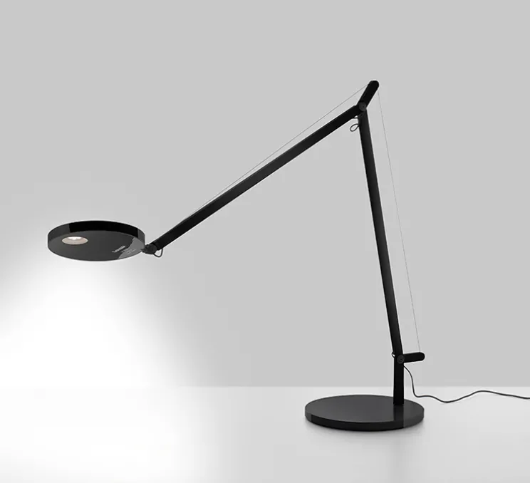 Lampe à poser, Demetra, corps noir et base noire, LED, 3000K, 385lm, L20cm, H57-84cm - Artemide