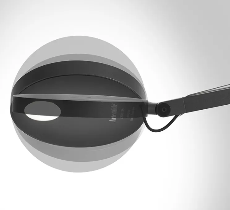 Lampe à poser, Demetra, corps noir et base noire, LED, 3000K, 385lm, L20cm, H57-84cm - Artemide