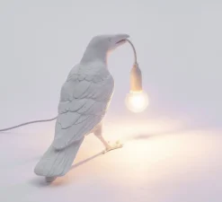 Lampe à poser d'extérieur, Corbeau, Bird Lamp Waiting Outdoor, blanc, L29,5cm, H12cm - Seletti