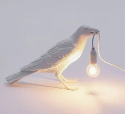 Lampe à poser d'extérieur, Corbeau, Bird Lamp Waiting Outdoor, blanc, L29,5cm, H12cm - Seletti
