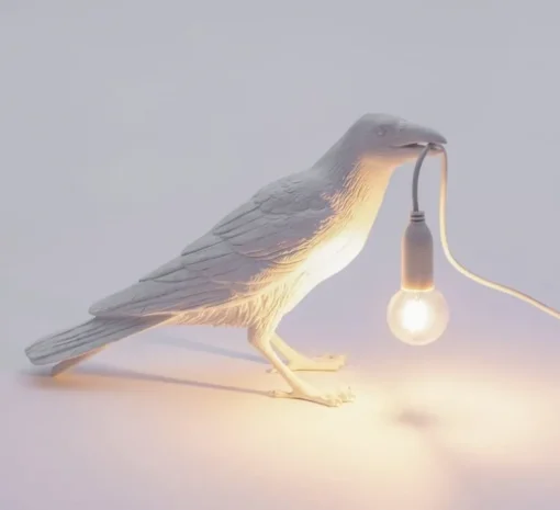 Lampe à poser d'extérieur, Corbeau, Bird Lamp Waiting Outdoor, blanc, L29,5cm, H12cm - Seletti