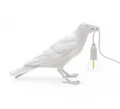 Lampe à poser d'extérieur, Corbeau, Bird Lamp Waiting Outdoor, blanc, L29,5cm, H12cm - Seletti