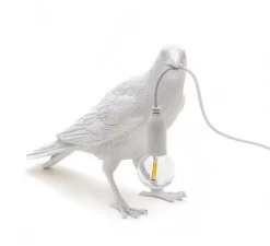Lampe à poser d'extérieur, Corbeau, Bird Lamp Waiting Outdoor, blanc, L29,5cm, H12cm - Seletti