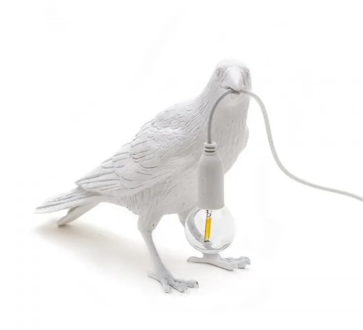 Lampe à poser d'extérieur, Corbeau, Bird Lamp Waiting Outdoor, blanc, L29,5cm, H12cm - Seletti