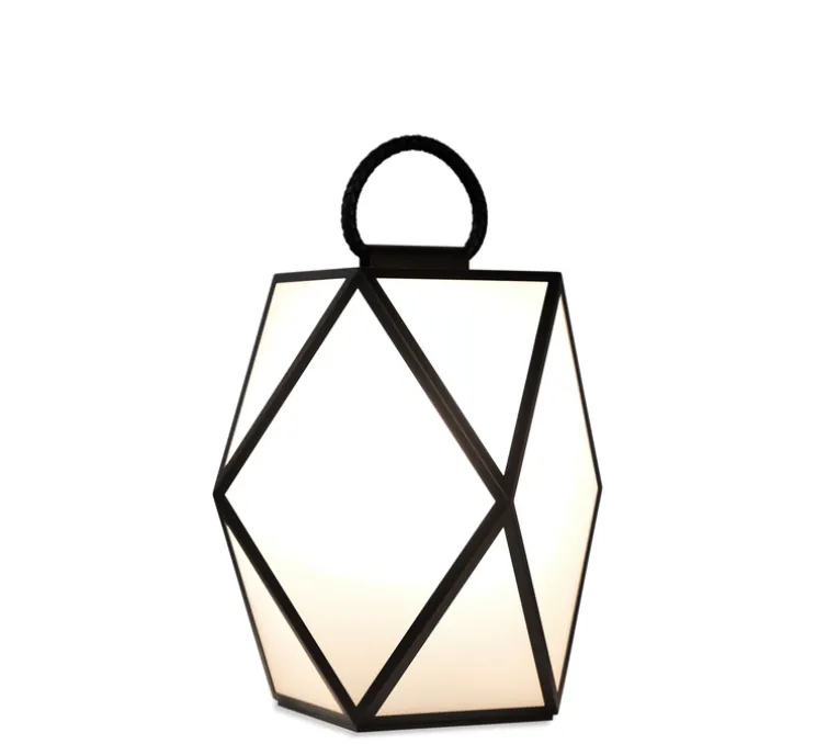 Lampe à poser d'extérieur, Muse Lantern battery, medium, noir et blanc, IP65, LED, 3000k, 430 lm, Ø40cm, H40cm - Contardi