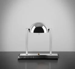 Lampe à poser, Diane - Jacques Adnet, chrome, noir marquina, L32cm, H29cm - Lumen Center Italia