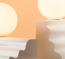 Lampe à poser, Dé-Moulure, large, blanc, L26cm, H12cm - CVL