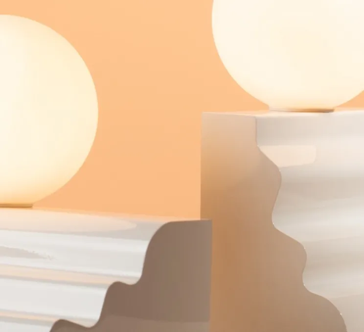 Lampe à poser, Dé-Moulure, large, blanc, L26cm, H12cm - CVL