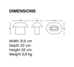 Lampe à poser, Drome, blanc, LED, 2700K, 380 lm, L31,5cm, H22cm - HAY