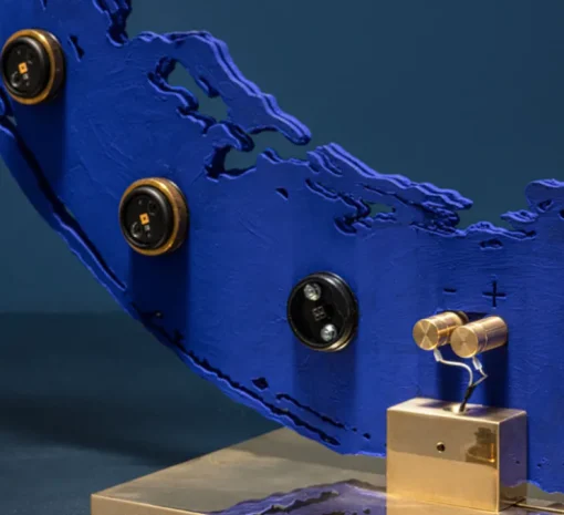 Lampe à poser, Ensō, Bleu Catellani, LED, dim, 2700K, 1749 lm, L25cm, H66cm - Catellani & Smith