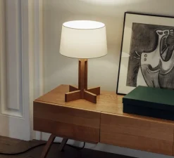 Lampe à poser, FAD Menor, bois, blanc, Ø26cm, H42cm - Santa & Cole