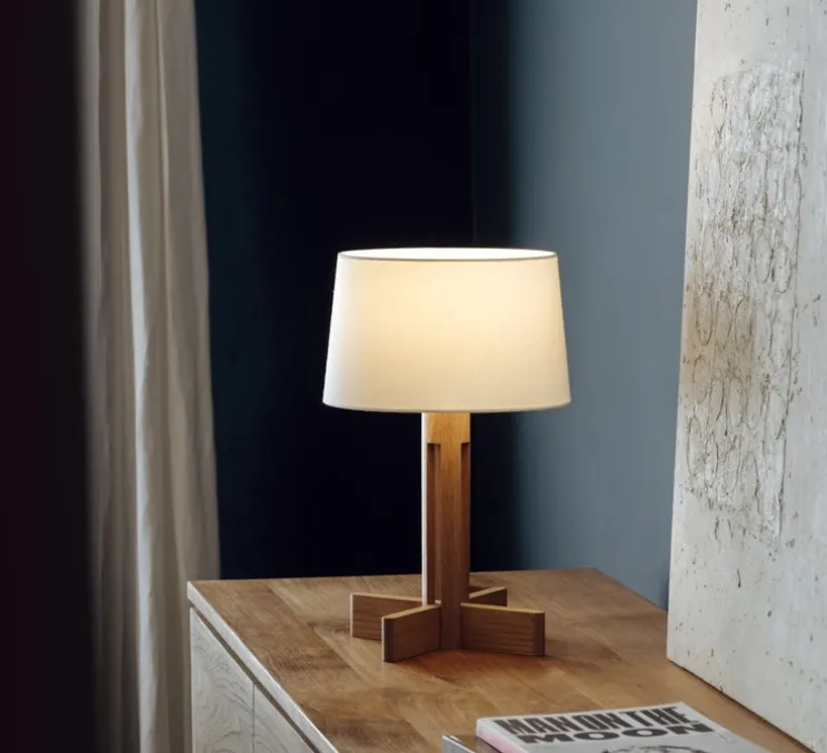 Lampe à poser, FAD Menor, bois, blanc, Ø26cm, H42cm - Santa & Cole