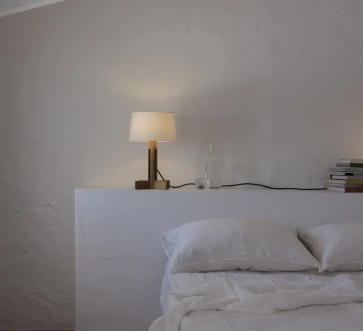 Lampe à poser, FAD Menor, bois, blanc, Ø26cm, H42cm - Santa & Cole