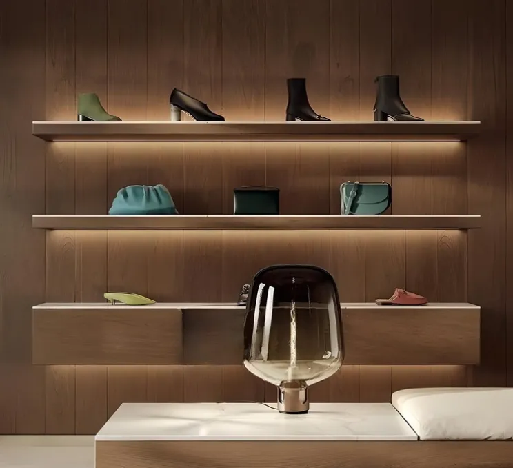 Lampe à poser, Flar large, marron, beige, Ø44cm, H62,5cm - Lodes