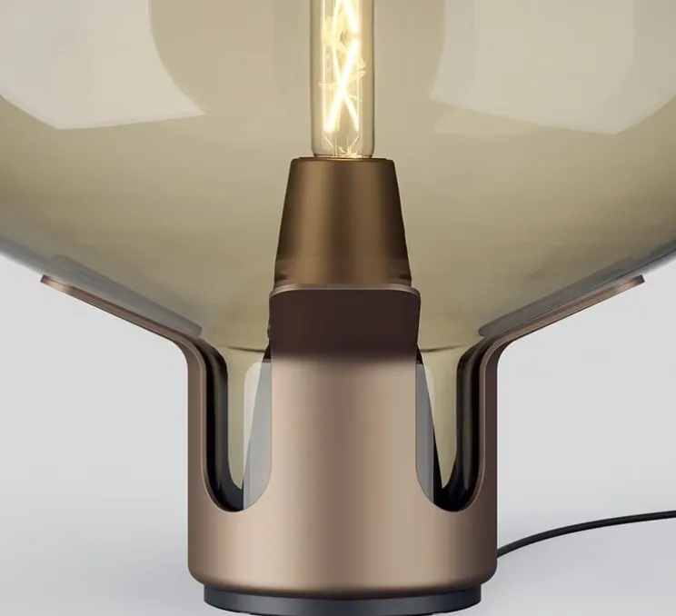 Lampe à poser, Flar large, marron, beige, Ø44cm, H62,5cm - Lodes