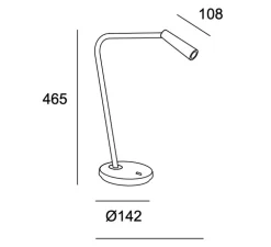 Lampe à poser, Gamma, nickel satiné, LED, 2700k, 293 lm, L32,6cm, H46,5cm - LEDs C4