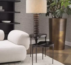 Lampe à poser, Gilardon, bronze, lin, L50cm, H84cm - Eichholtz