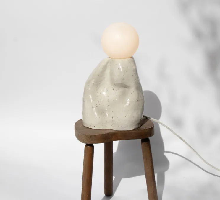 Lampe à poser, Gloria, Beige moucheté, L13,5cm, H35cm - Alice Lahana Studio