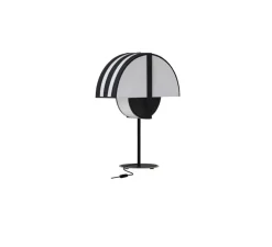 Lampe à poser, Grand Arto, Blanc rayures noires, bas noir, L40cm, H54cm - DesignHeure