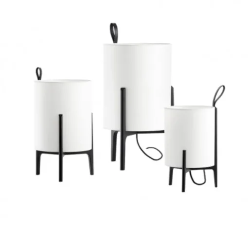 Lampe à poser, Greta, chêne noir, blanc, Ø20cm, H33cm - Carpyen