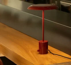 Lampe à poser, Hoshi, grenat brillant, LED, dim, 2700K, 782 lm, Ø26cm, H40cm - Faro