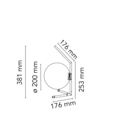 Lampe à poser, IC Lights Table 1 Low, opalin et chromé, Ø20cm, H38,1cm - Flos
