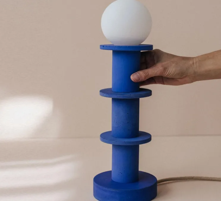 Lampe à poser, Idoia 3, bleu, Ø12,5cm, H30cm - Zuri