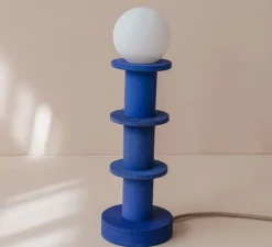 Lampe à poser, Idoia 3, bleu, Ø12,5cm, H30cm - Zuri