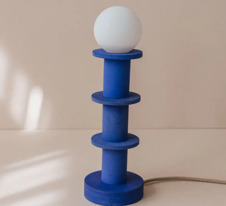 Lampe à poser, Idoia 3, bleu, Ø12,5cm, H30cm - Zuri