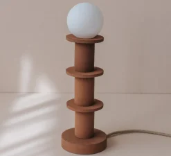 Lampe à poser, Idoia 3, châtaigne, Ø12,5cm, H30cm - Zuri