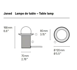 Lampe à poser, Janed, graphite satiné, Ø12cm, H16,8cm - CVL