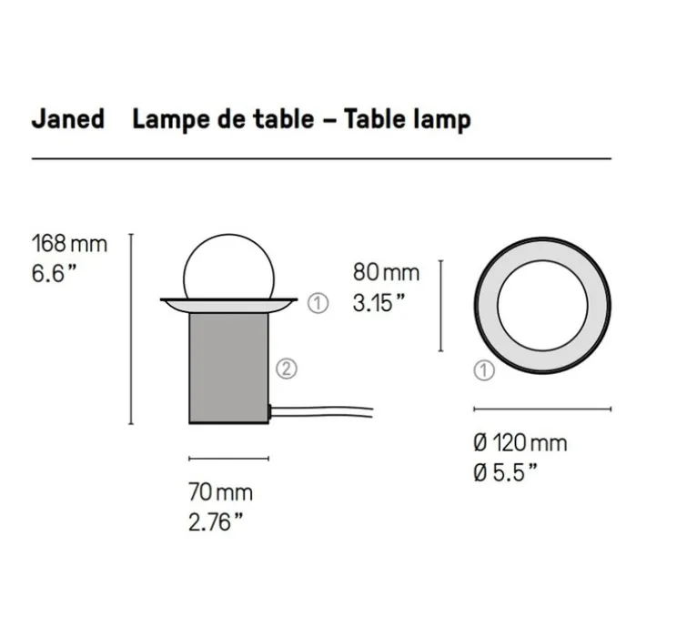 Lampe à poser, Janed, graphite satiné, Ø12cm, H16,8cm - CVL