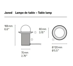 Lampe à poser, Janed, laiton satiné, Ø12cm, H16,8cm - CVL