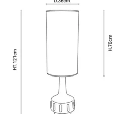 Lampe à poser, Jimmy XL, blanc, beige et galon à motif, Ø36cm, H121cm - Market Set